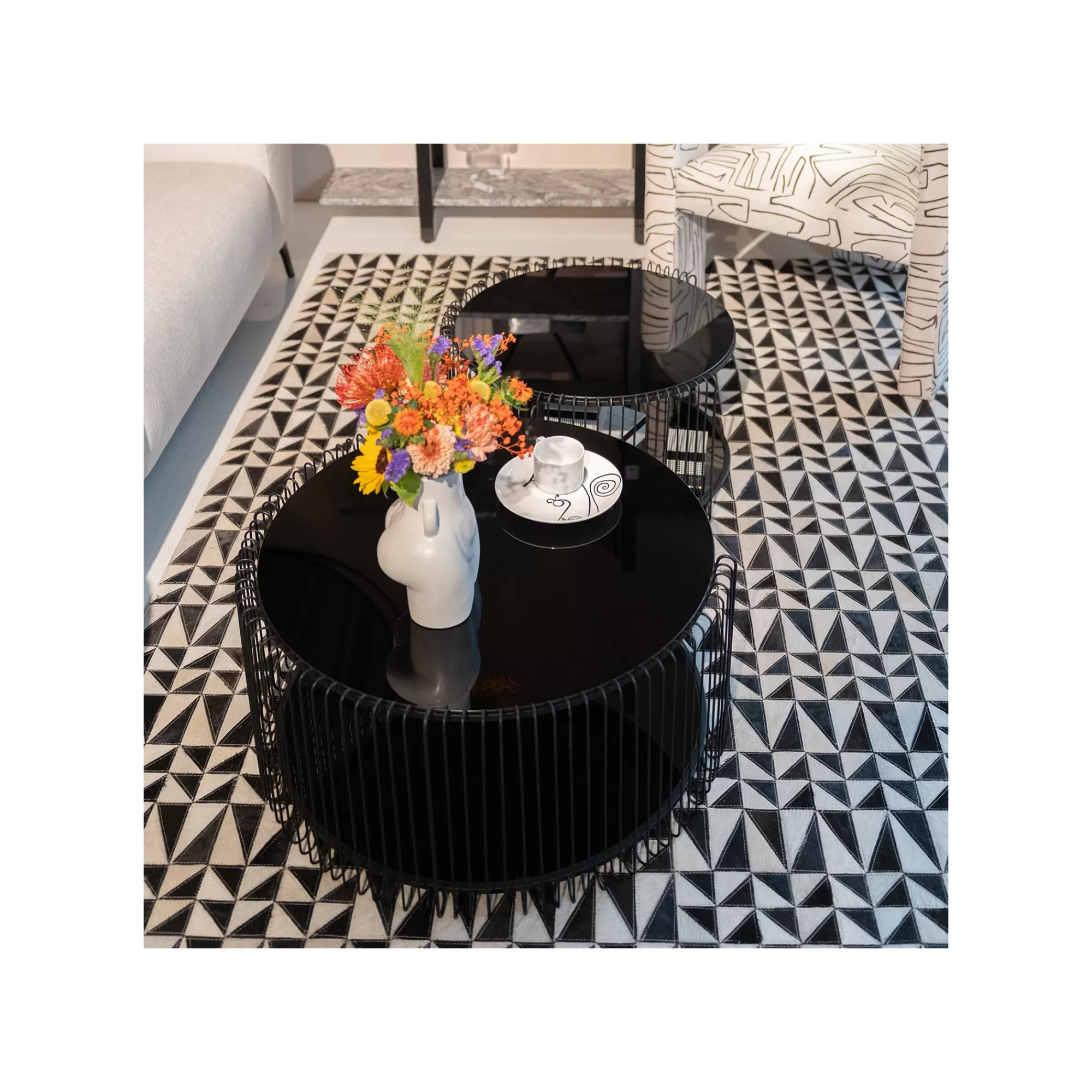 KARE Design Tables Basses Wire Double Noires Set De 2 ^ Table Basse