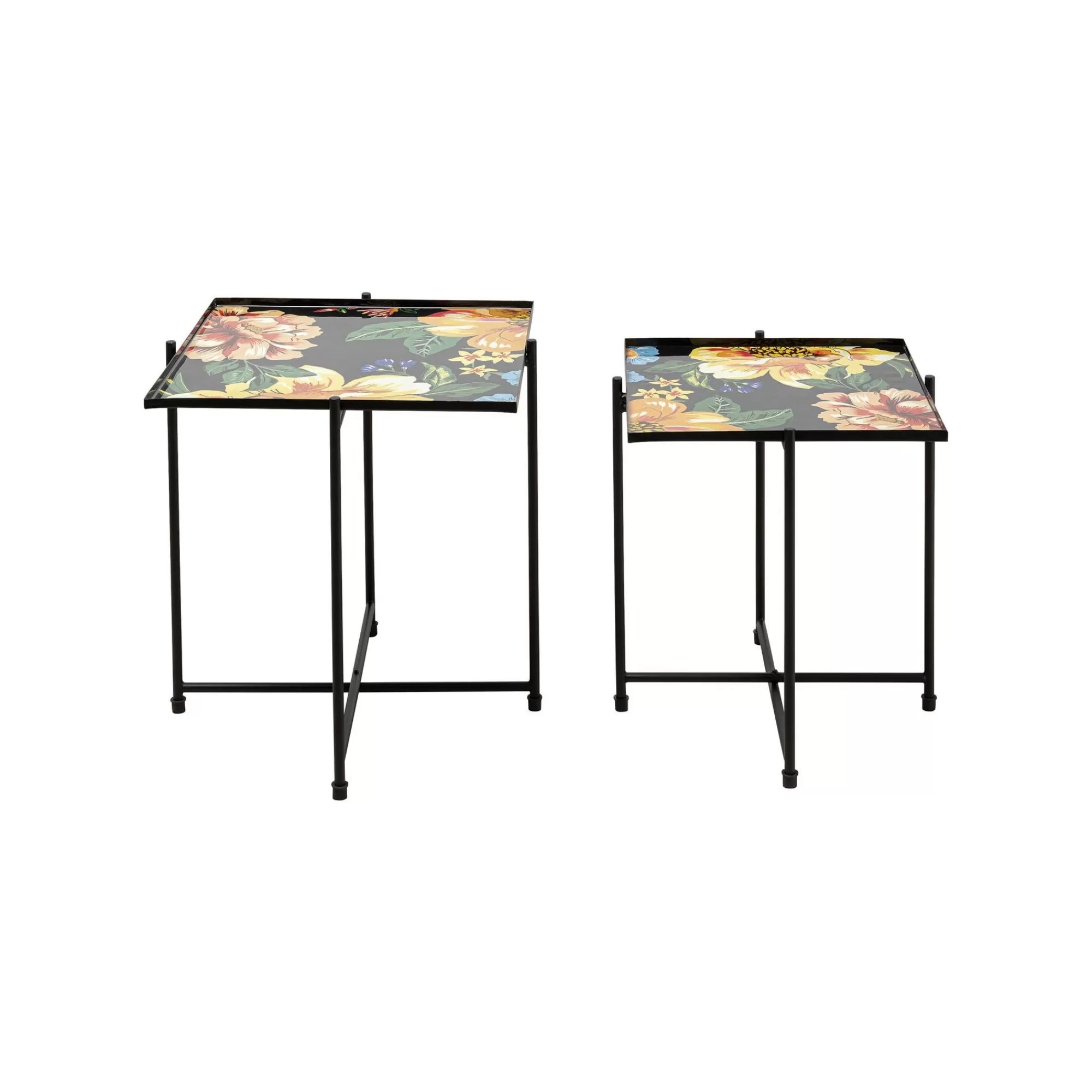 KARE Design Tables D'appoint Noires Fleurs Set De 2 ^ Table D'Appoint & De Chevet