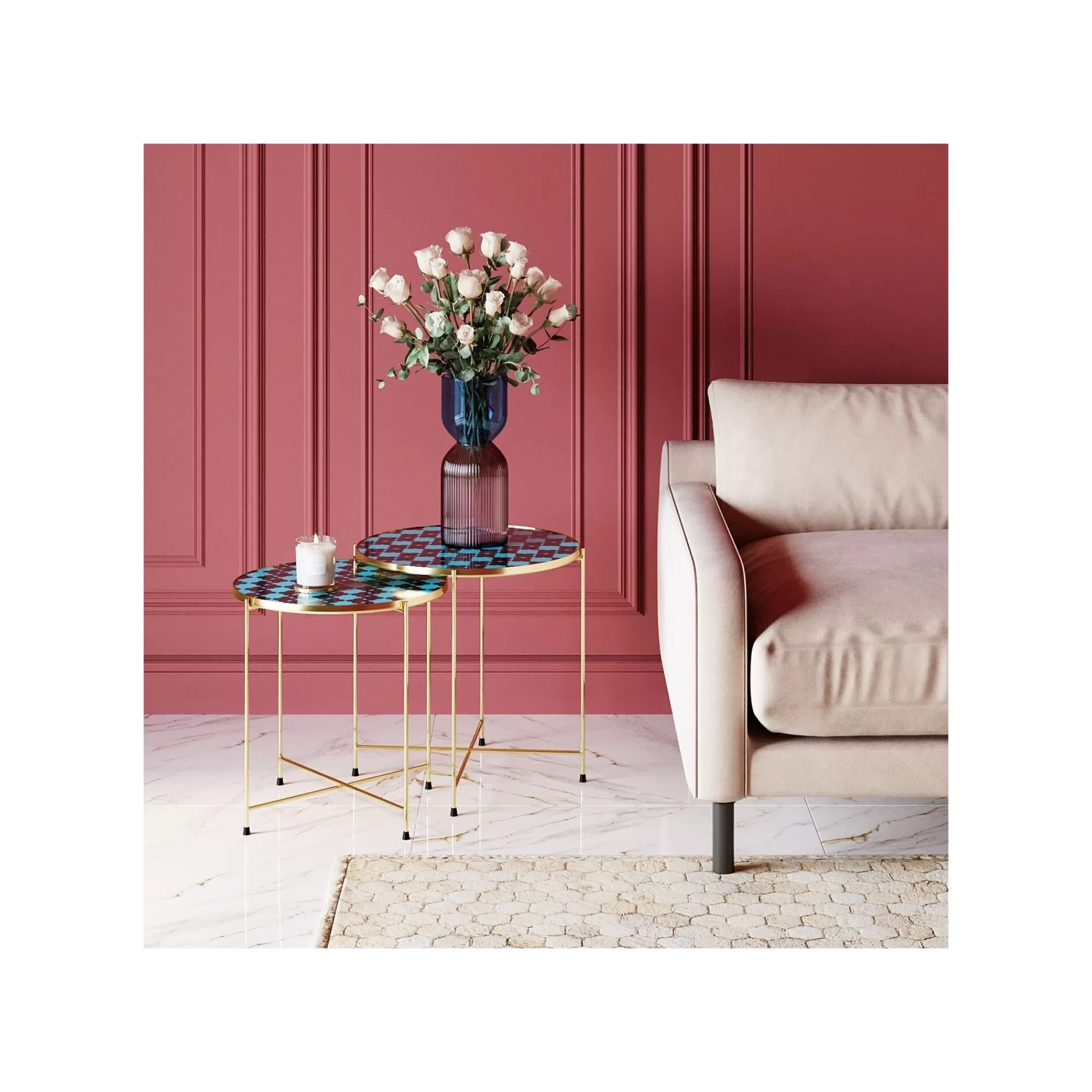 KARE Design Tables D'appoint Priya Bleues Set De 2 ^ Table D'Appoint & De Chevet