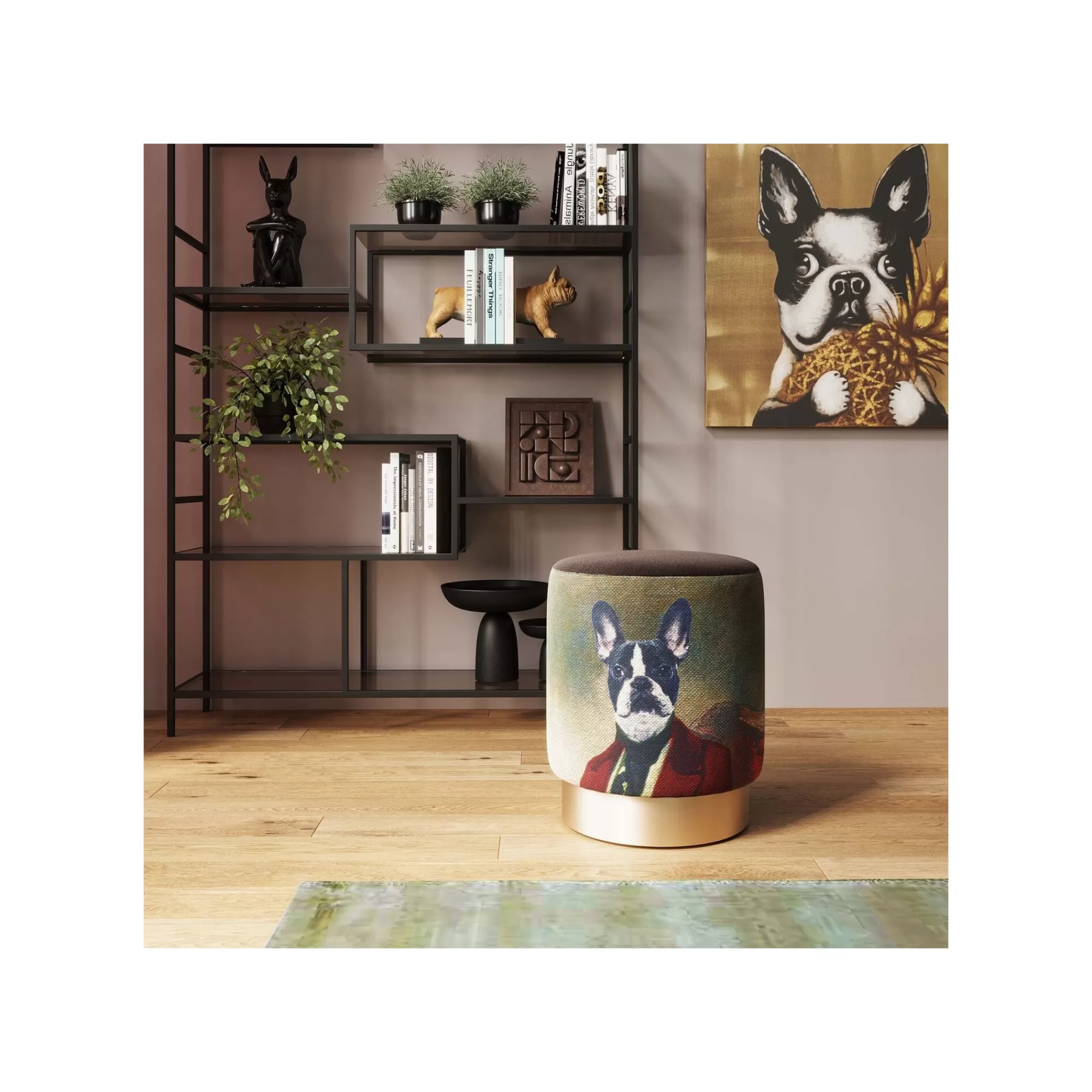 KARE Design Tabouret Cherry Monsieur Chien Laiton ^ Tabouret & Pouf