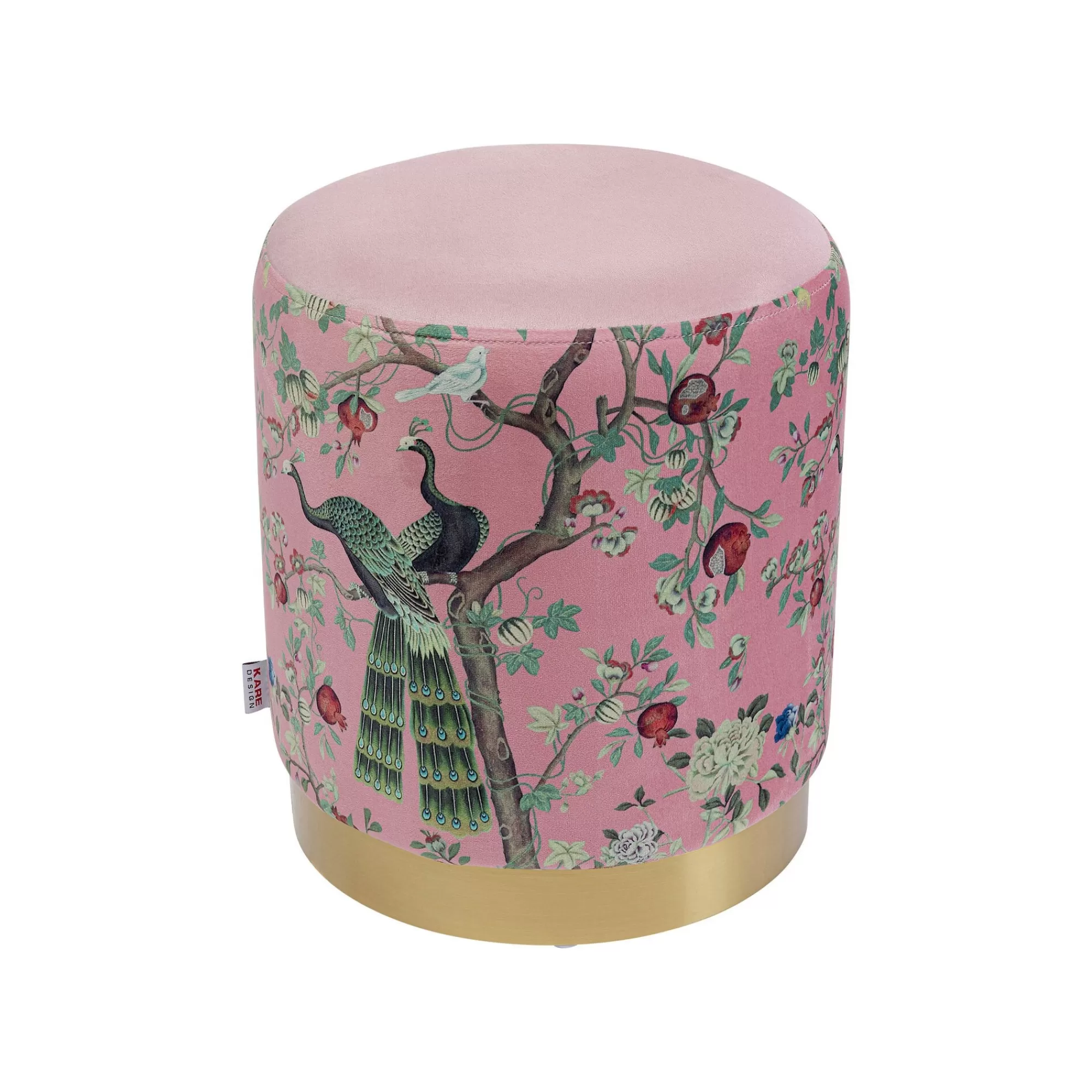 KARE Design Tabouret Cherry Paon Rose Et Laiton ^ Tabouret & Pouf