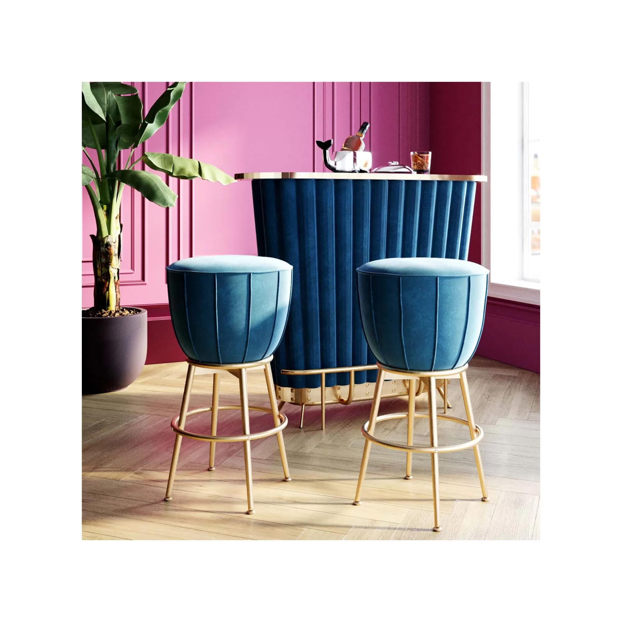KARE Design Tabouret De Bar After Work Velours Bleu ^ Bar & Tabouret De Bar
