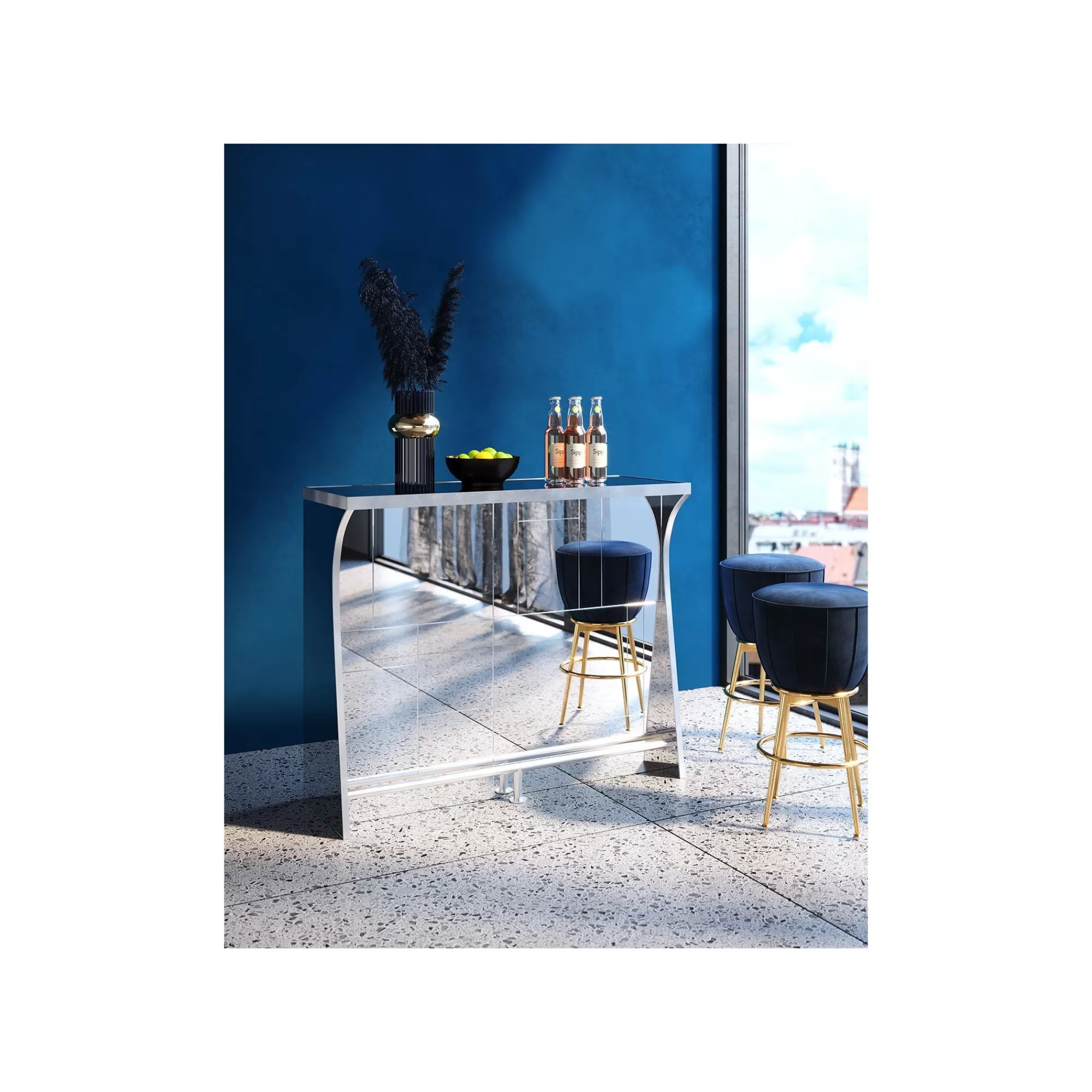 KARE Design Tabouret De Bar After Work Velours Bleu ^ Bar & Tabouret De Bar