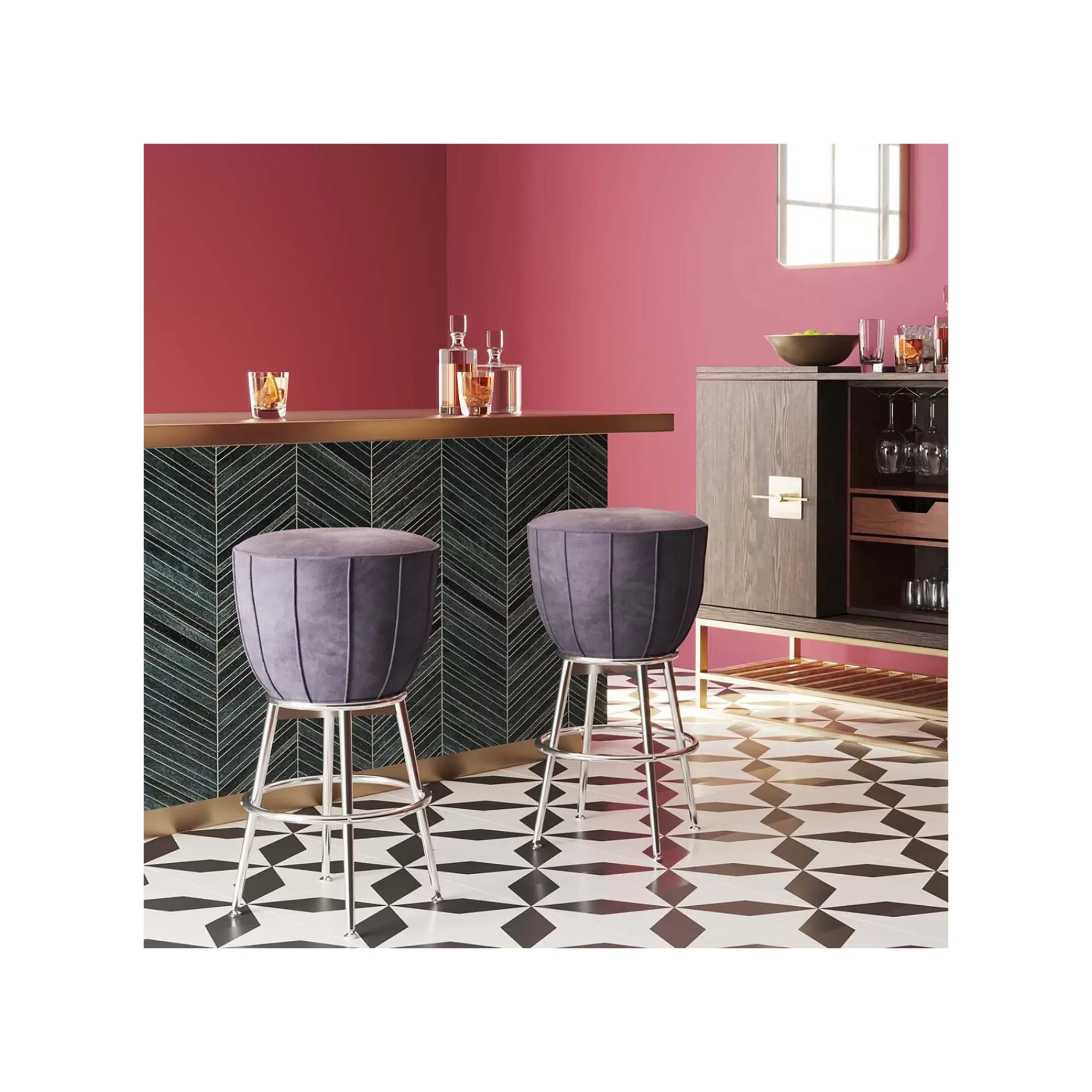 KARE Design Tabouret De Bar After Work Velours Gris ^ Bar & Tabouret De Bar