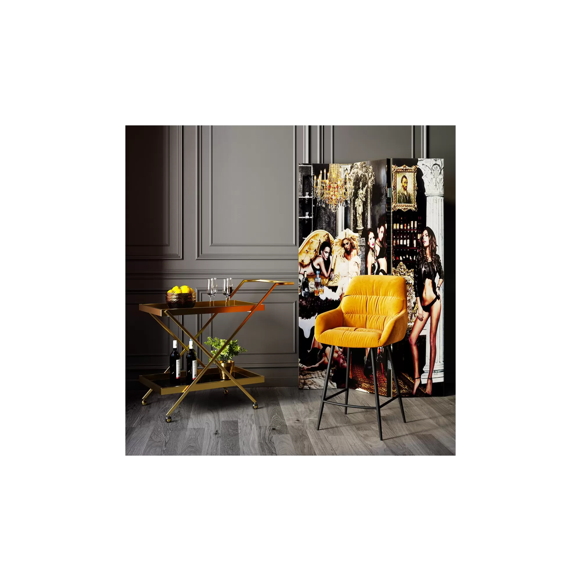 KARE Design Tabouret De Bar Bristol Velours Jaune ^ Bar & Tabouret De Bar