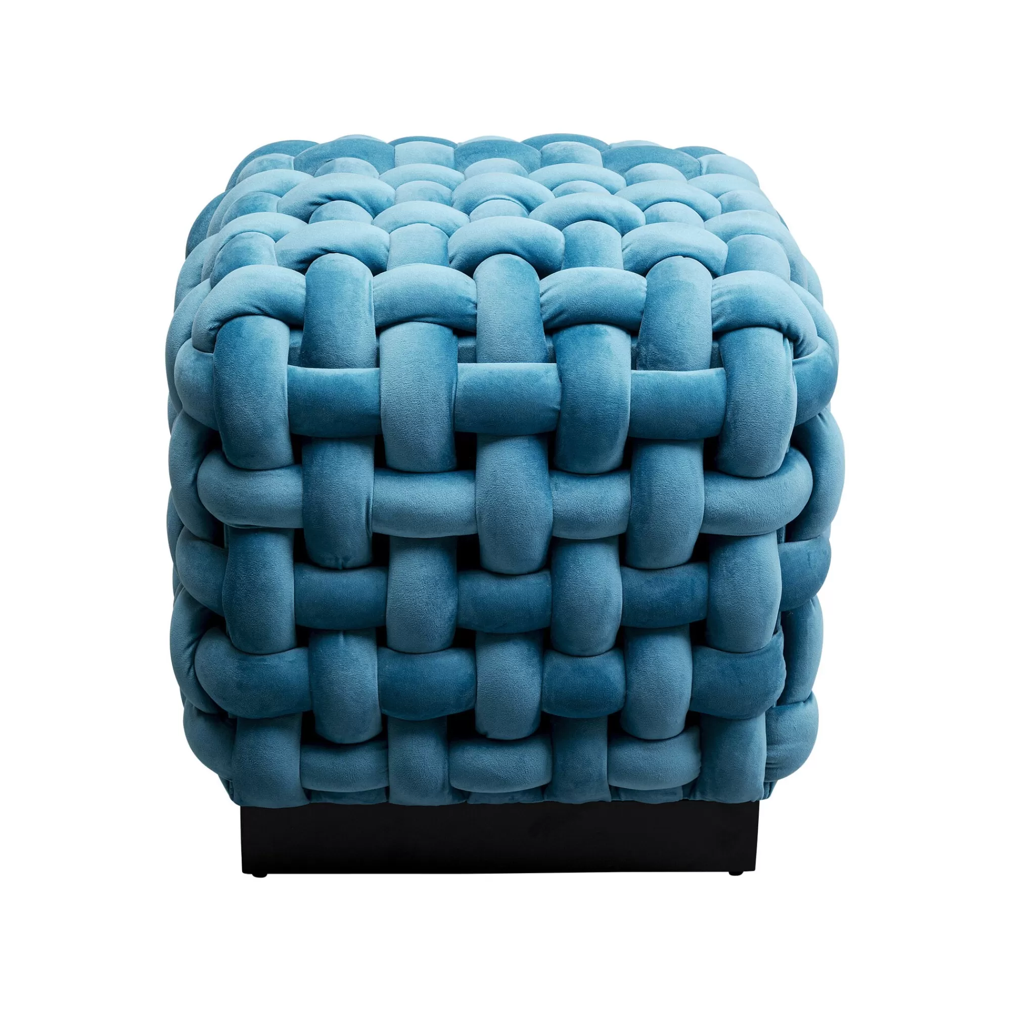 KARE Design Tabouret Weave Velours Bleu ^ Tabouret & Pouf