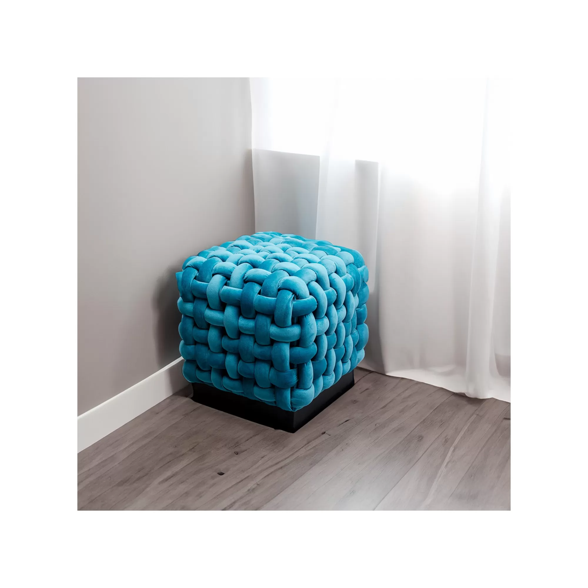 KARE Design Tabouret Weave Velours Bleu ^ Tabouret & Pouf