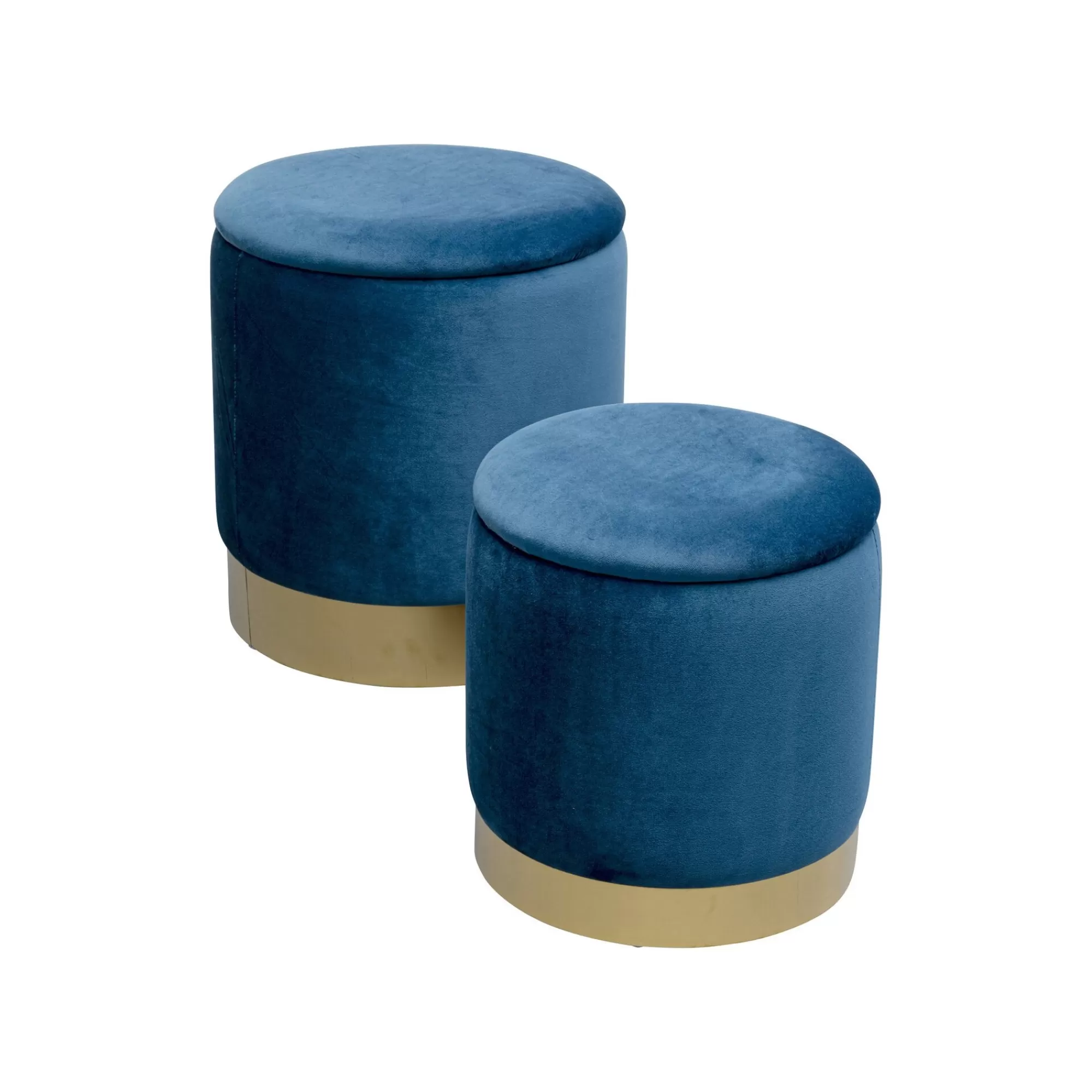 KARE Design Tabourets-coffres Cherry Bleu Pétrole Et Laiton Set De 2 ^ Tabouret & Pouf | Coffre & Malle