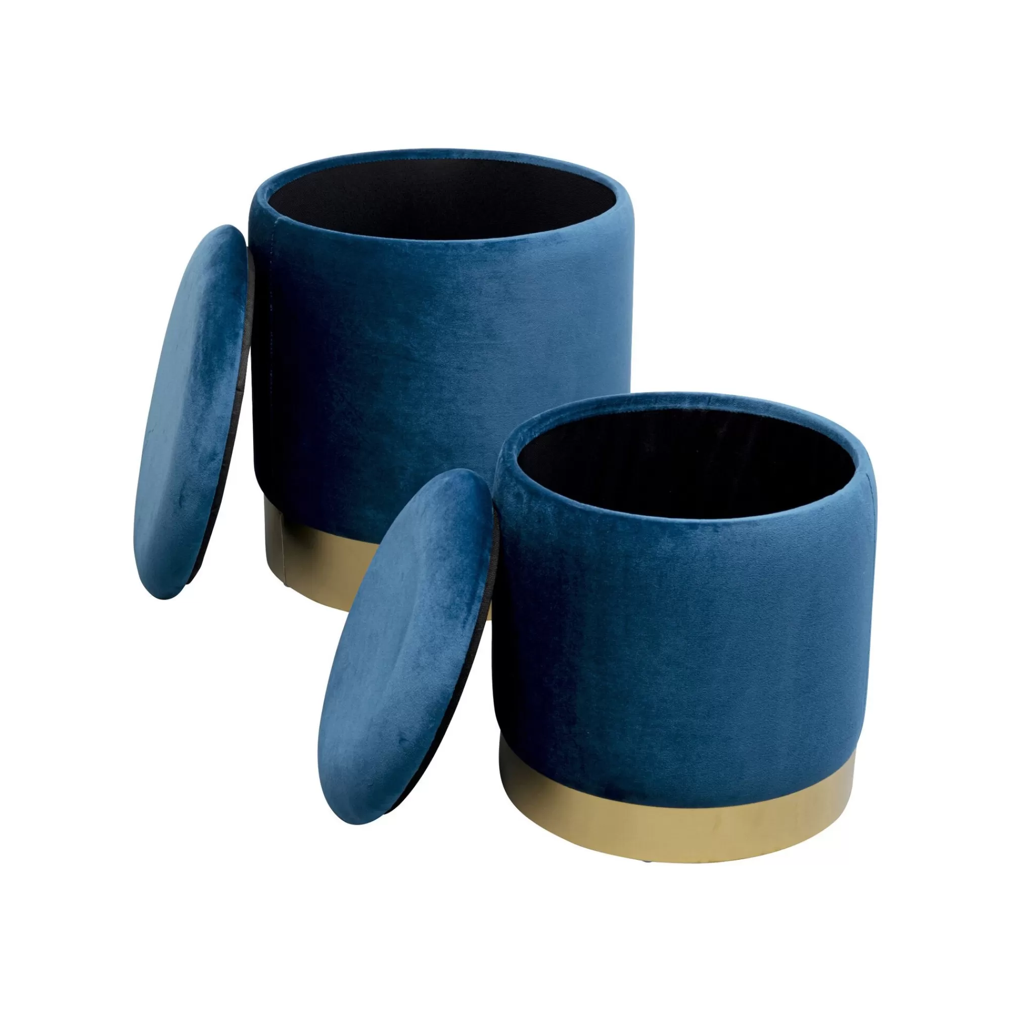 KARE Design Tabourets-coffres Cherry Bleu Pétrole Et Laiton Set De 2 ^ Tabouret & Pouf | Coffre & Malle