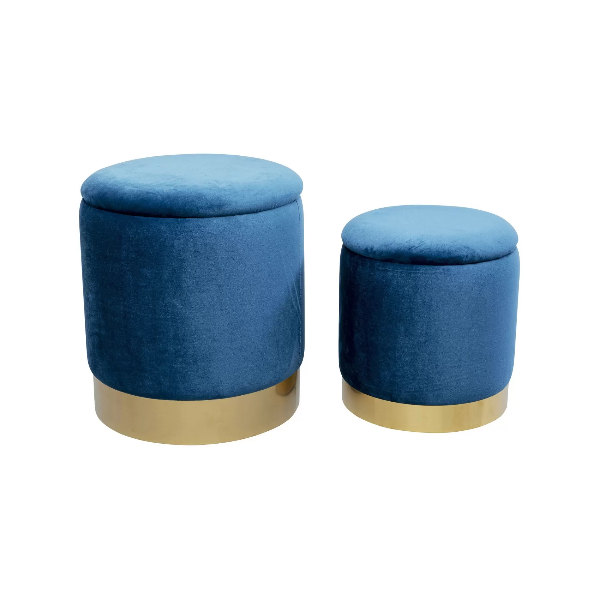 KARE Design Tabourets-coffres Cherry Bleu Pétrole Et Laiton Set De 2 ^ Tabouret & Pouf | Coffre & Malle