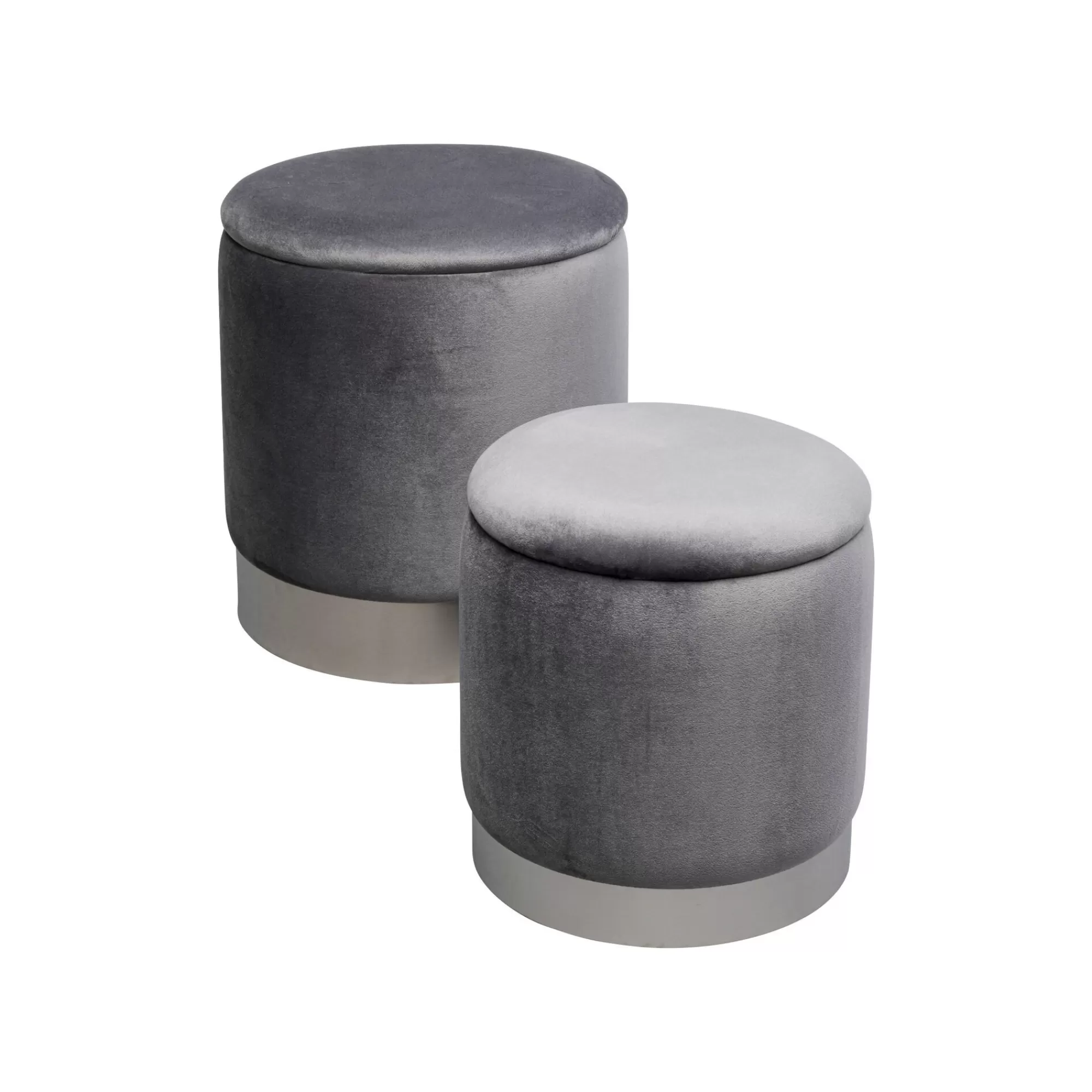 KARE Design Tabourets-coffres Cherry Gris Et Chrome Set De 2 ^ Tabouret & Pouf | Coffre & Malle