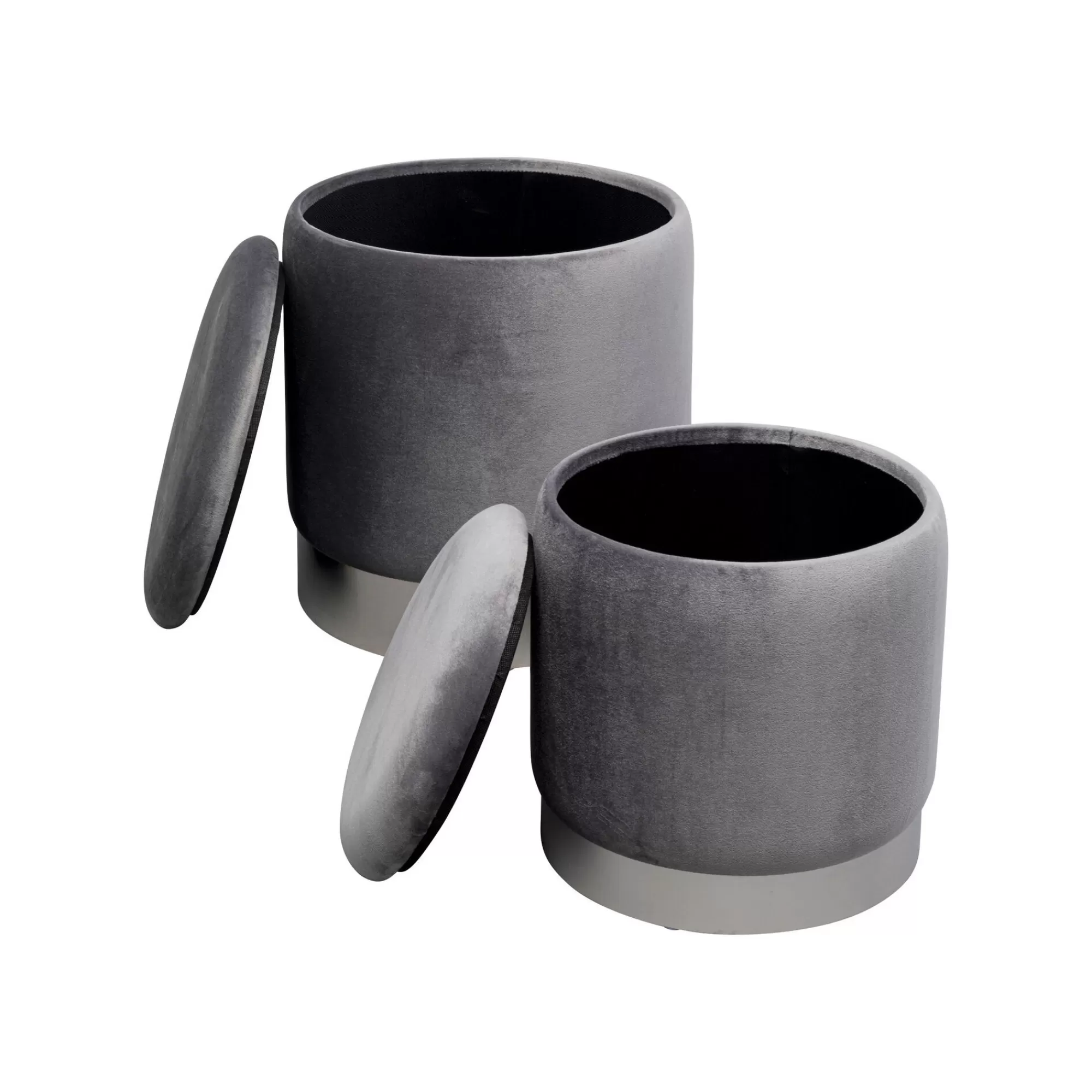 KARE Design Tabourets-coffres Cherry Gris Et Chrome Set De 2 ^ Tabouret & Pouf | Coffre & Malle