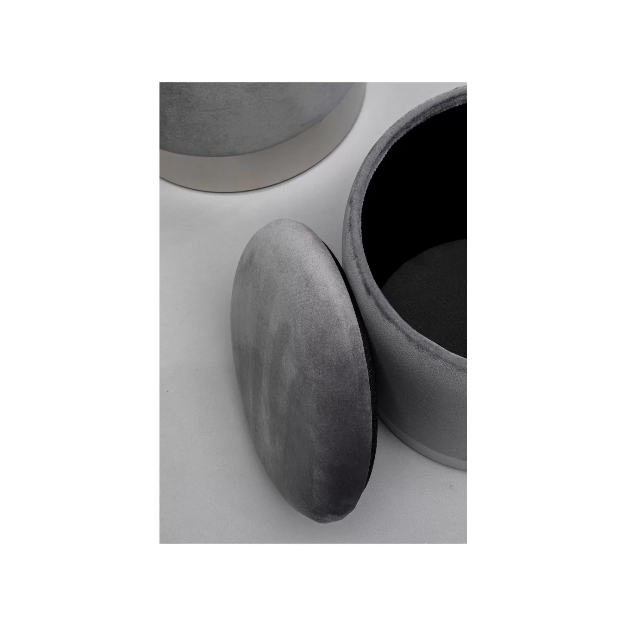 KARE Design Tabourets-coffres Cherry Gris Et Chrome Set De 2 ^ Tabouret & Pouf | Coffre & Malle