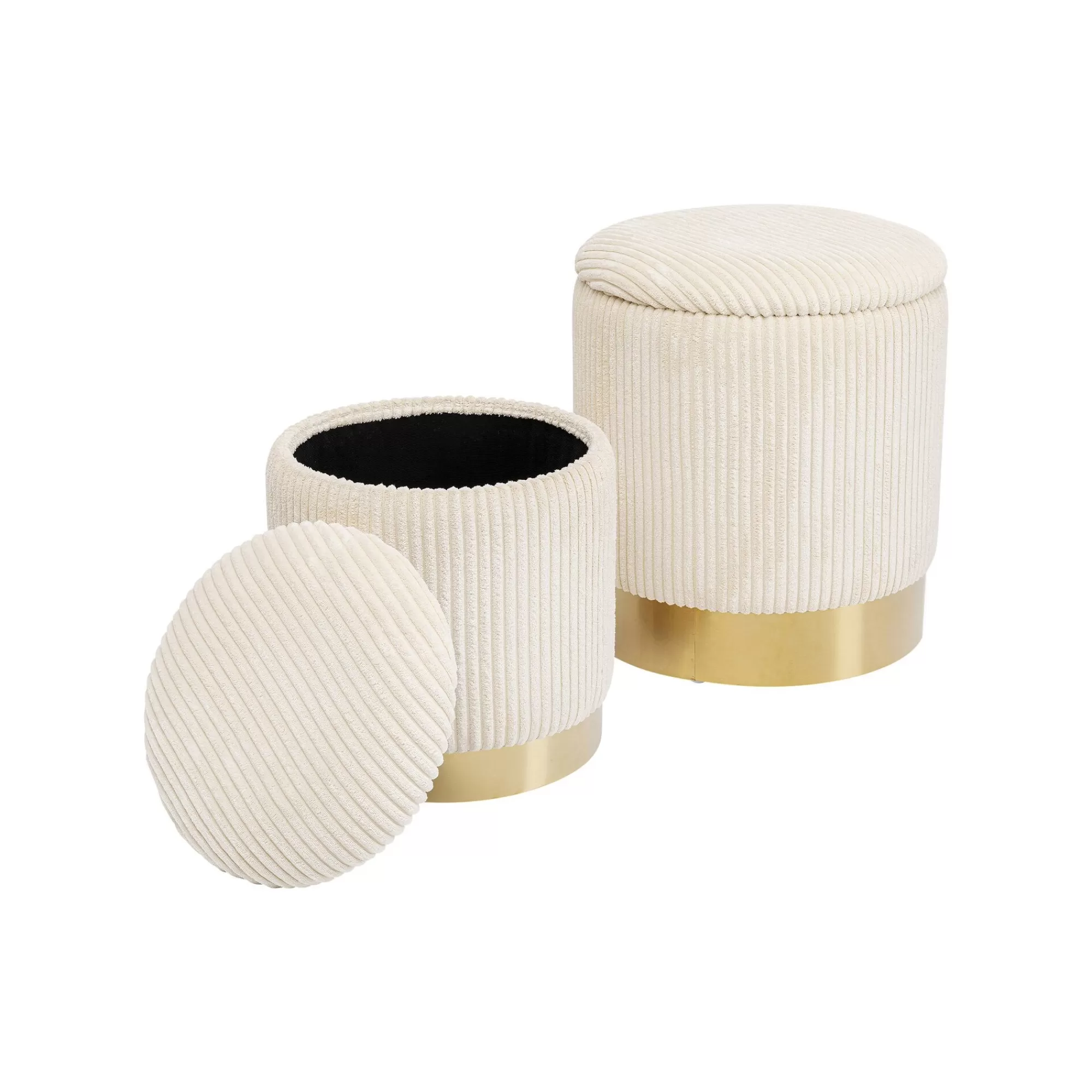 KARE Design Tabourets-coffres Plush Crème Set De 2 ^ Tabouret & Pouf | Coffre & Malle