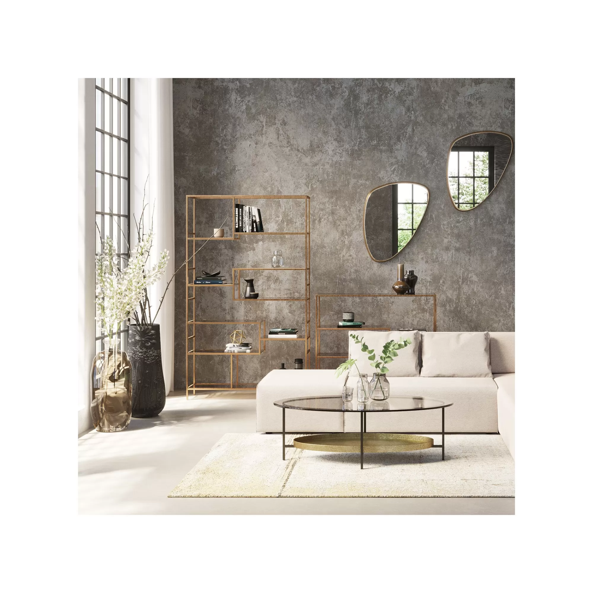 KARE Design Étagère Loft 195x115cm Dorée ^ Étagère Et Bibliothèque