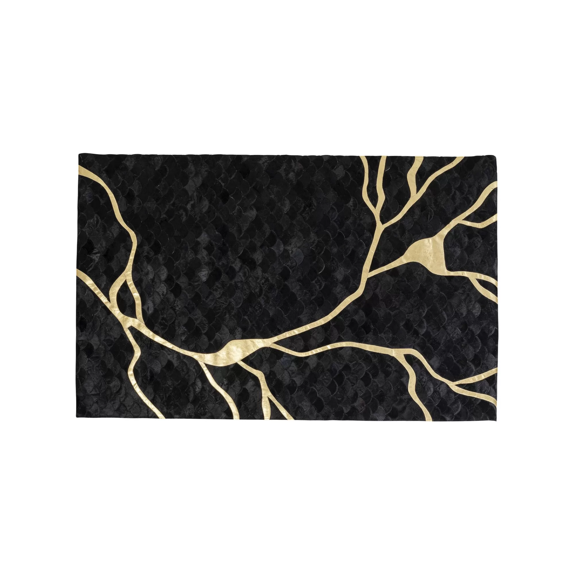 KARE Design Tapis Fulmine 240x170cm Noir Et Doré ^ Tapis