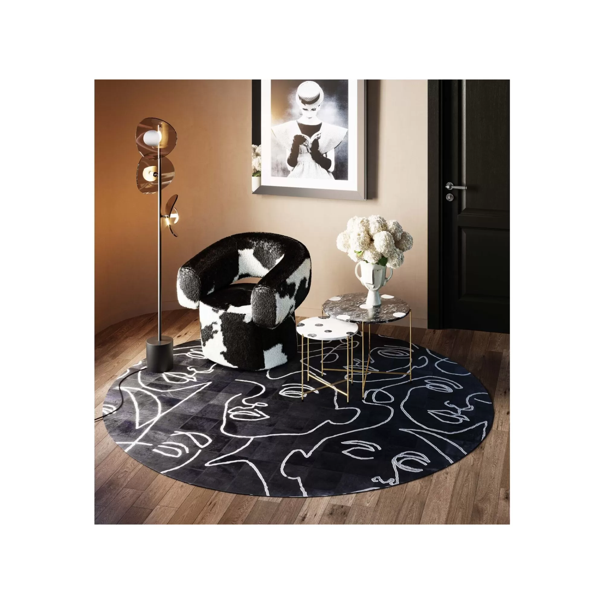 KARE Design Tapis Visages Noir 250cm ^ Tapis