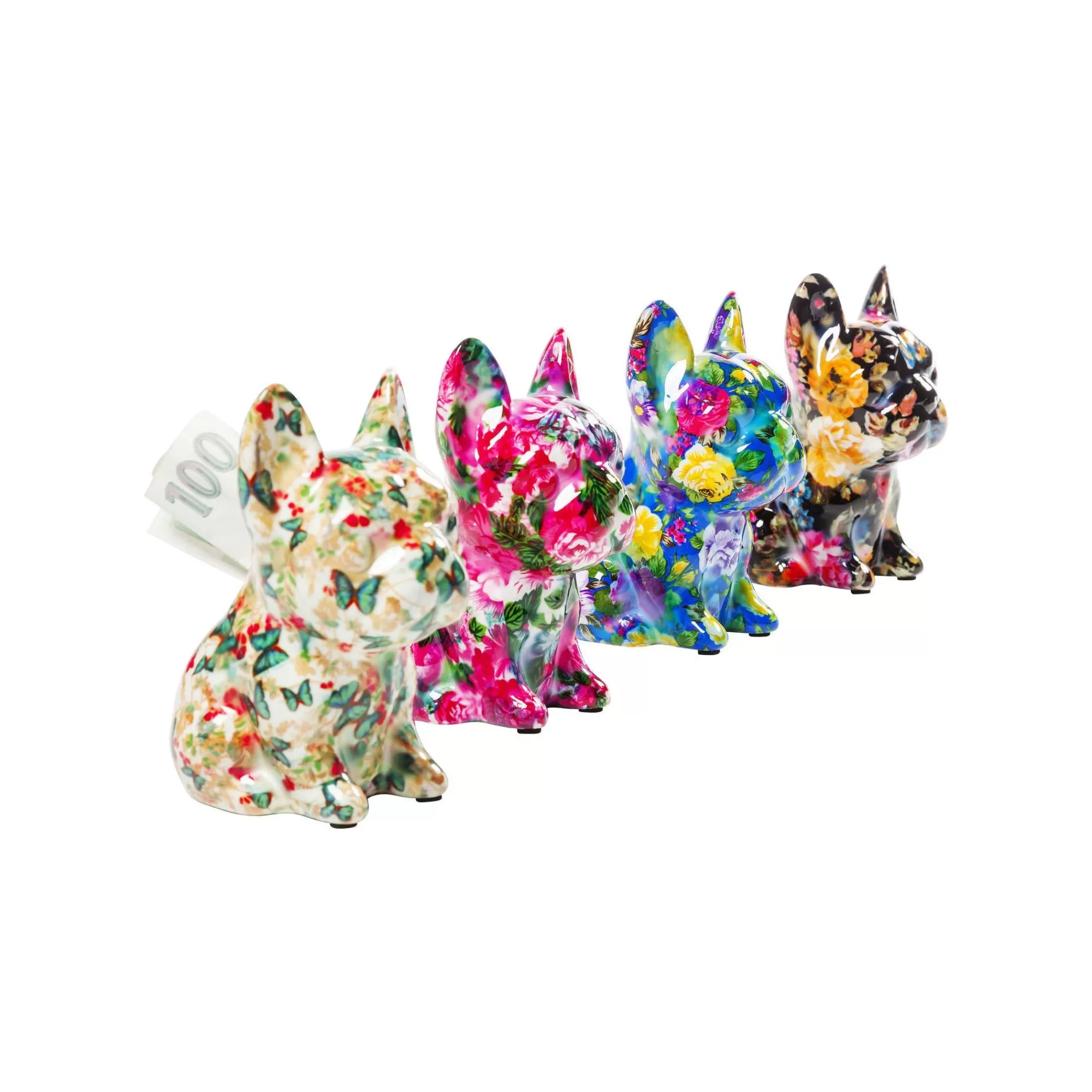 KARE Design Tirelires Dog Fiore 12cm Set De 4 ^ Déco