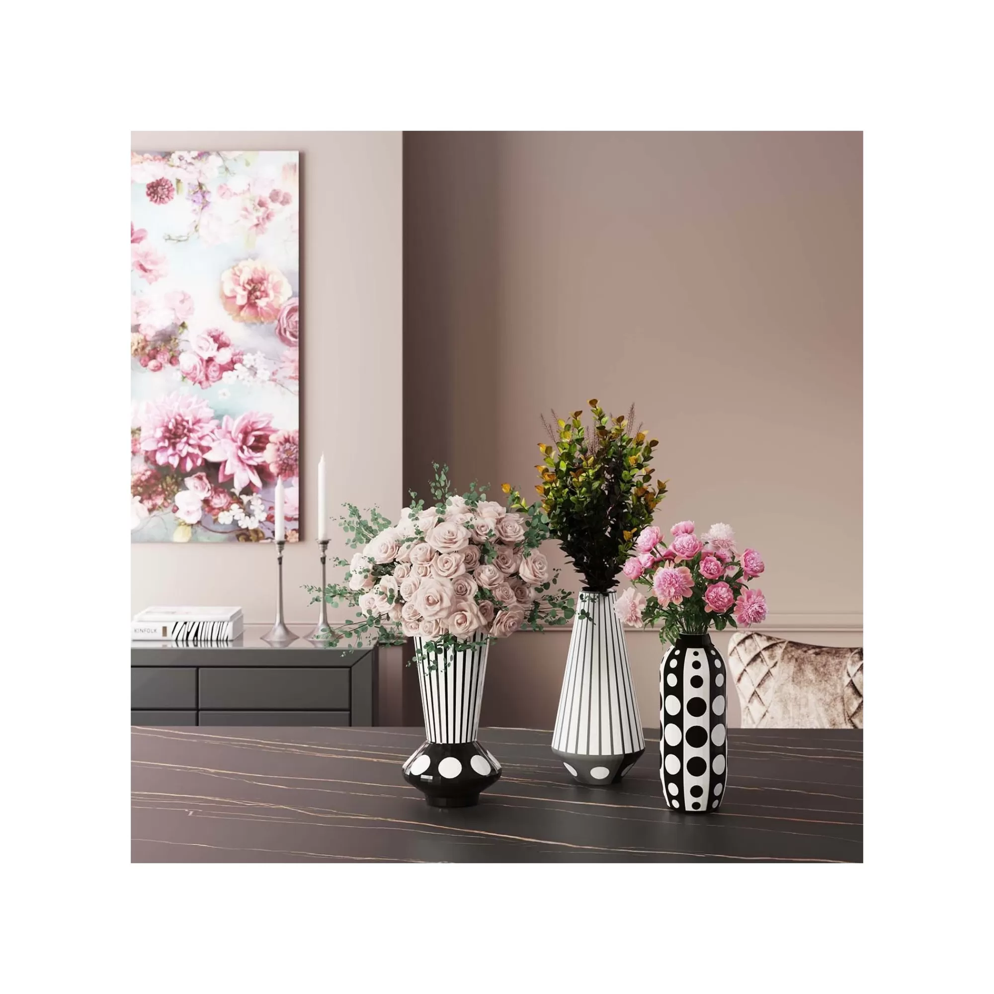 KARE Design Vase Brillar Cylinder Noir Et Blanc 44cm ^ Vase