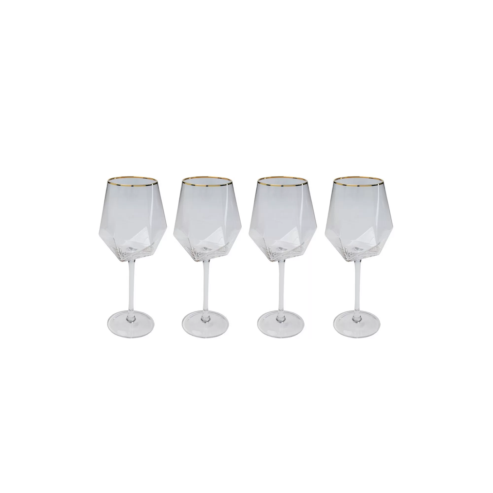 KARE Design Verres à Vin Diamond Dorés Set De 4 ^ Vaisselle